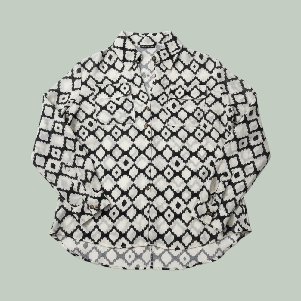 Plus Size XXL Geometric Ikat Tunic‎ Blouse High Low Hem Career Casual Top